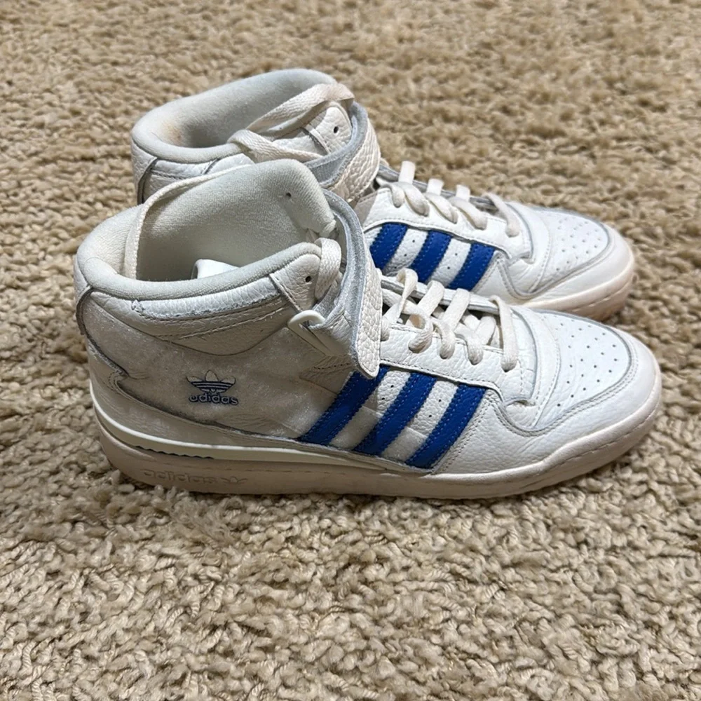 Adidas Forum Blue White Velcro Top High Top Men’s Tennis Shoes